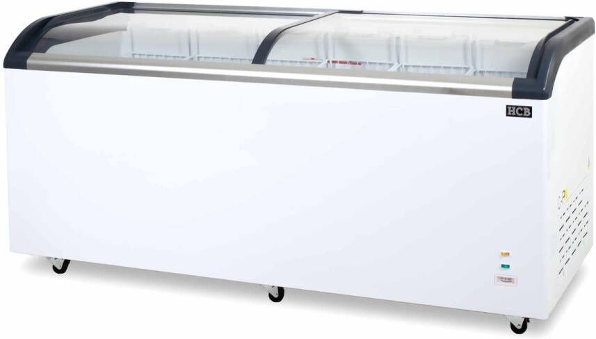 HCB Professionele Horeca vriezer Vrieskist met glazen schuifdeksel 545 liter 230V Diepvries koffer 68x181x85 cm (DxBxH) 30 kg 1430