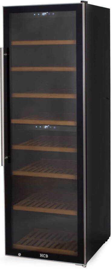 HCB Professionele luxe Wijnkoelkast met 2 zones 180 flessen Wijnklimaatkast met houten lades Vrijstaand wijn koelkast Klimaatkast Wijnkast Wijnfrigo koeler 89 kg Frigo 6822
