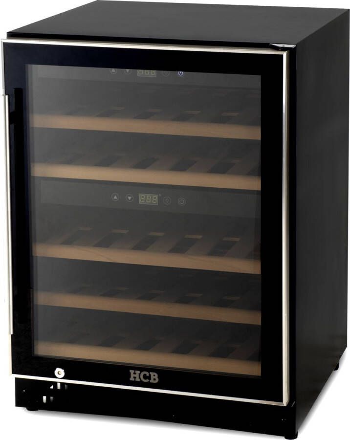 HCB Professionele luxe Wijnkoelkast met 2 zones 40 flessen Wijnklimaatkast met houten lades Vrijstaand wijn koelkast Klimaatkast Wijnkast Wijnfrigo koeler 47 kg Frigo 6811