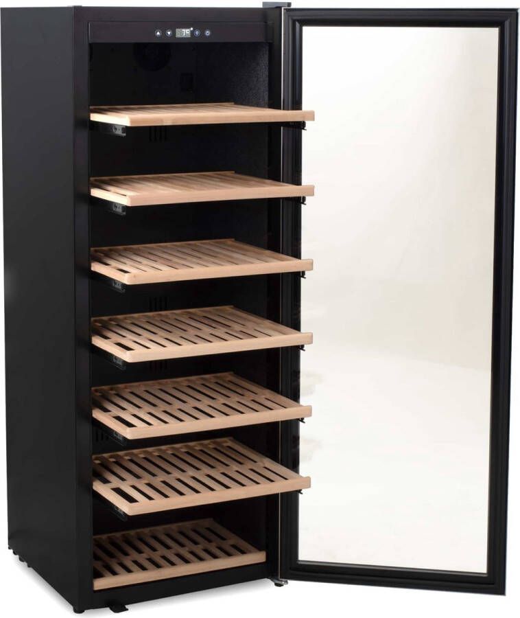 HCB Professionele luxe Wijnkoelkast voor 137 flessen Wijnklimaatkast met houten lades Vrijstaand wijn koelkast Klimaatkast Wijnkast Wijnfrigo koeler 75 kg Frigo 6818