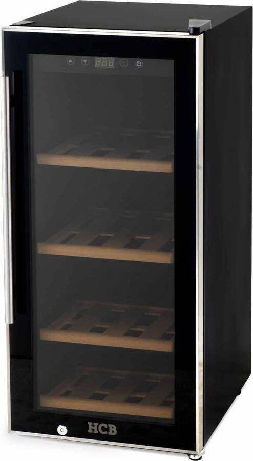 HCB Professionele luxe Wijnkoelkast voor 28 flessen Wijnklimaatkast met houten lades Vrijstaand wijn koelkast Klimaatkast Wijnkast Wijnfrigo koeler 36 kg Frigo 6812