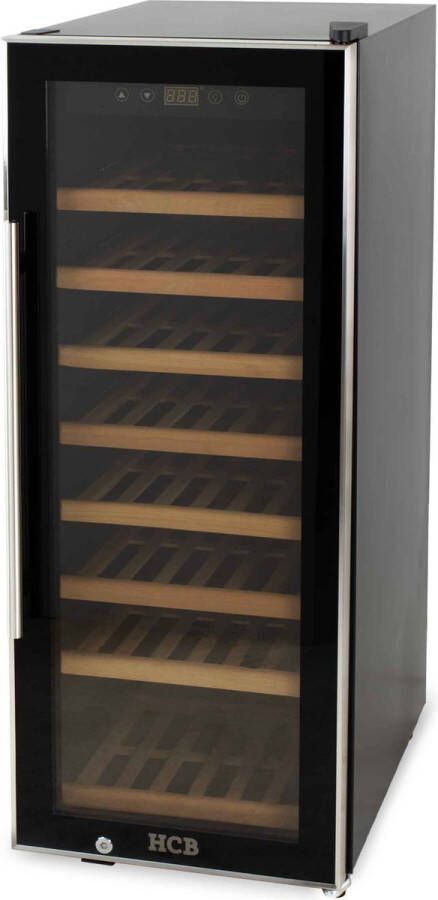 HCB Professionele luxe Wijnkoelkast voor 43 flessen Wijnklimaatkast met houten lades Vrijstaand wijn koelkast Klimaatkast Wijnkast Wijnfrigo koeler 44 kg Frigo 6814