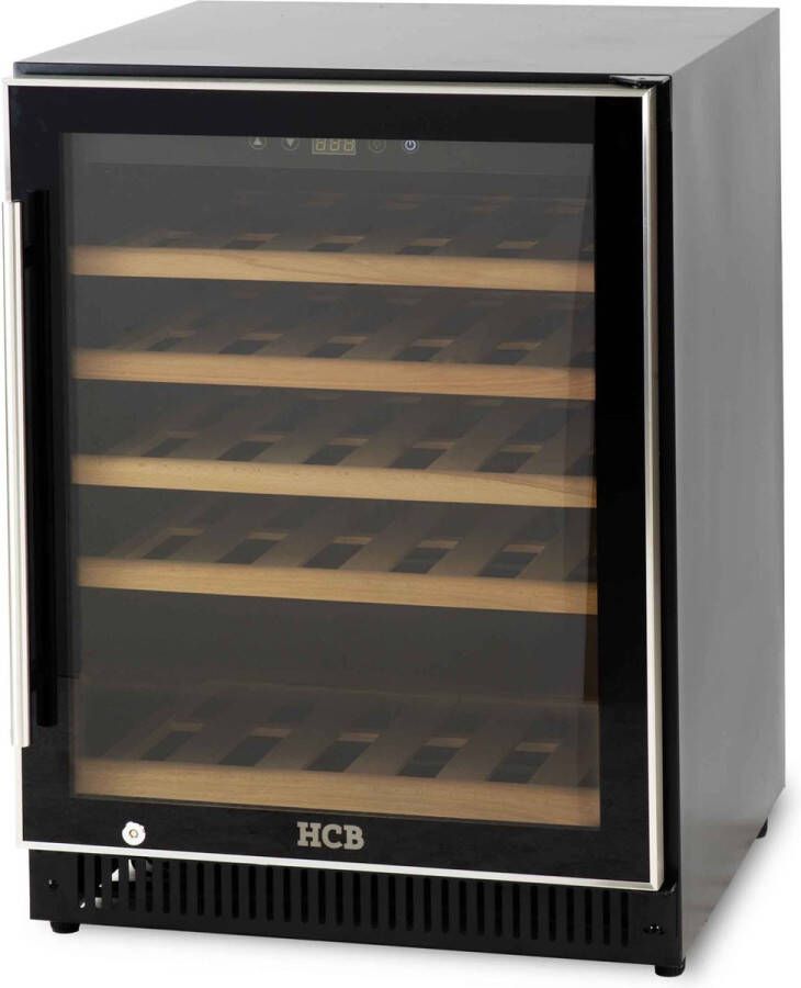 HCB Professionele luxe Wijnkoelkast voor 51 flessen Wijnklimaatkast met houten lades Vrijstaand wijn koelkast Klimaatkast Wijnkast Wijnfrigo koeler 49 kg Frigo 6809