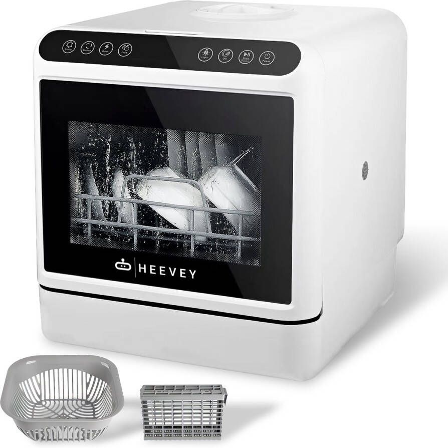Heevey Mini Vaatwasser Vrijstaande vaatwasser Campingvaatwasser 5 Wasprogramma's Afwas Sterilisatiesysteem Droogfunctie 75°C Zonder app Inclusief 5 Vaatwasblokjes - Foto 2