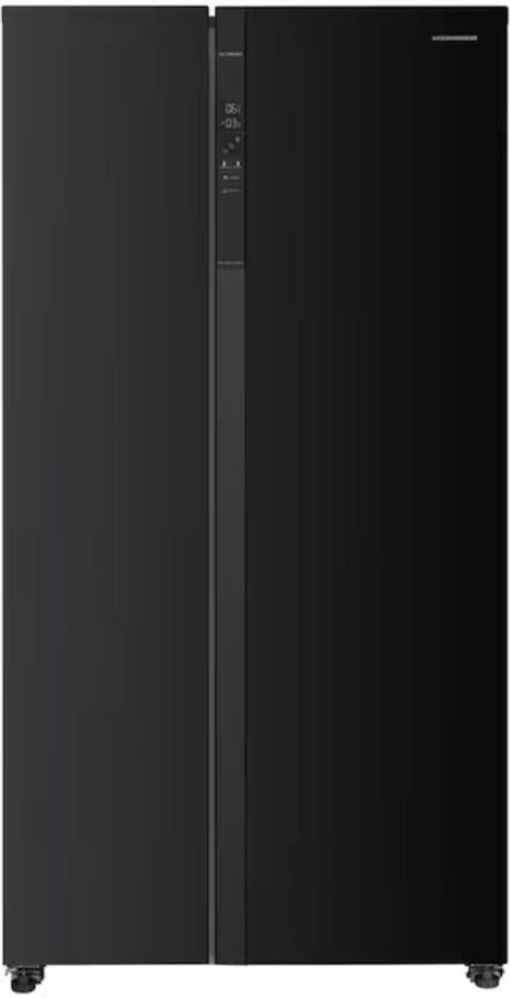 Heinner HSBS-HM532NFBKE Amerikaanse Side-by-side Koelkast Full No Frost 532 liter 39 dB LED Touch Display Compressor Inverter Eco Stand Superkoelen en Supervriezen 5 Jaar Garantie Zwart