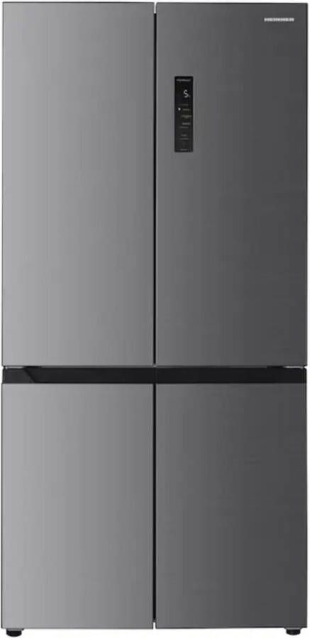 Heinner Amerikaanse Koelkast met 4 Deuren Full No Frost 522 liter LED display Inverter Compressor ECO stand Multi-Air-Flow-systeem Superkoelen en Supervriezen Antraciet