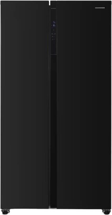 Heinner HSBS-H442NFBKE – Amerikaanse Koelkast – 442L – No Frost – LED Touch Display – Deuralarm – Super Koelen & Vriezen – 5 Jaar Garantie – Zwart Glas