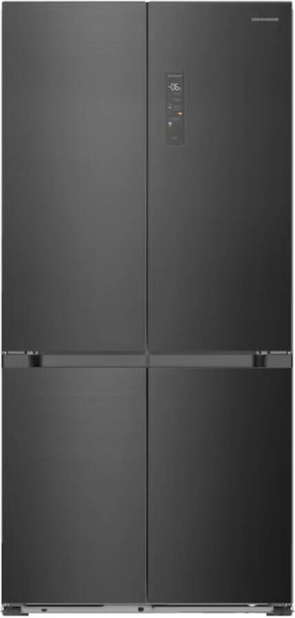 Heinner HSBS-HM505MDSINFDXE++ Amerikaanse Koelkast met 4 Deuren LED Touch Display Full No Frost 505 Liter 39 dB Multi Air-Flow Systeem 5 Jaar Garantie Antraciet