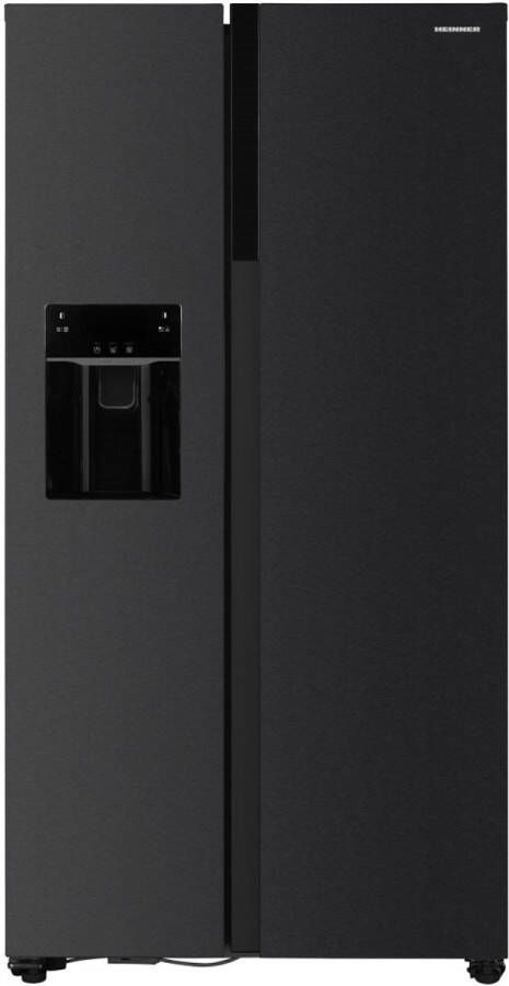 Heinner HSBS-HM513NFIMDXE++ Amerikaanse Side-by-side Koelkast met Water & IJsdispenser Full No Frost 513 Liter 39 dB LED Touch Display Eco Stand 5 Jaar Garantie Antraciet
