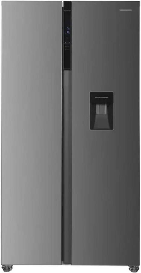 Heinner HSBS-H439NFXWDE++ Amerikaanse Side-by-side Koelkast met Waterdispenser Full No Frost 439 Liter 39 dB LED Touch Display Eco Stand 5 Jaar Garantie Antraciet