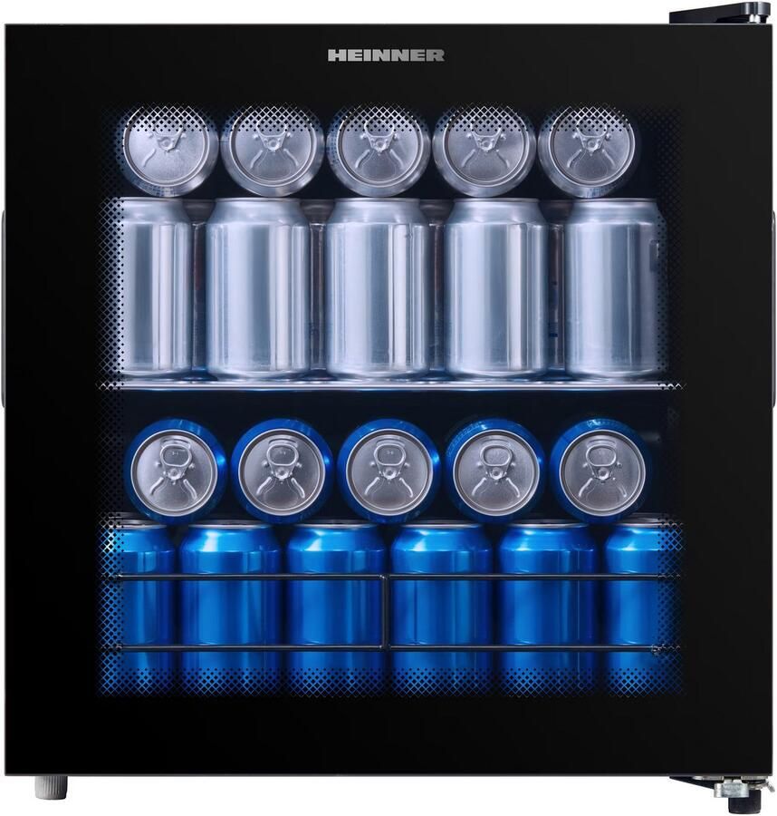 Heinner HBC-M44BKE Drankkoeler met Glazen Deur 44 L – Mechanische Bediening – Omkeerbare Deur – Zwart – 5 Jaar Garantie