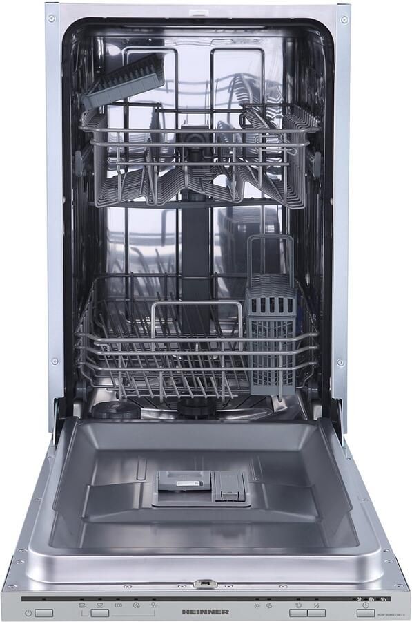 Heinner HDW-BIM45510E++ Inbouwvaatwasser 45 cm – 10 Couverts – 5 Programma s – Elektronische Bediening – Half Load – Aquastop – Zilver – 5 Jaar Garantie