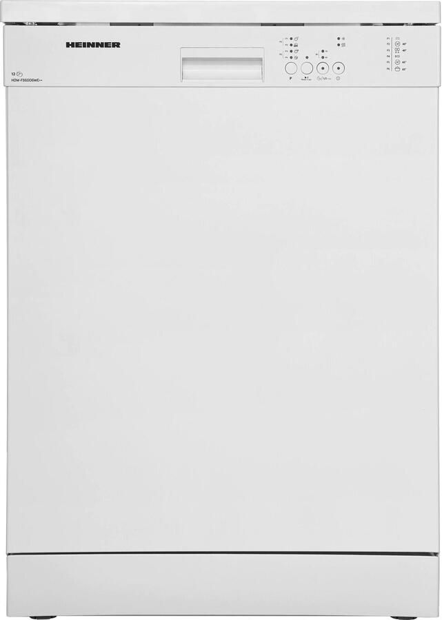 Heinner HDW-FS6006WE++ Vrijstaand Vaatwasser – 12 Couverts – Energieklasse E – 6 Programma s met Delicaat- en Intensief Programma – LED Display – AquaStop – 5 Jaar Garantie