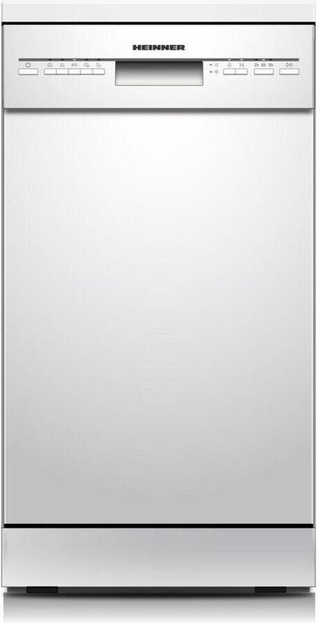 Heinner HDW-FSM45510WE++ Vrijstaande Vaatwasser – 10 Couverts – 5 Programma s – Halve Belading – Verstelbare Bovenkorf – AquaStop – Kinderslot – 45 cm – Wit – 5 Jaar Garantie