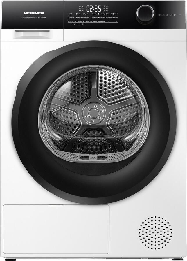Heinner HHPD-HMK90IVFC+++ Warmtepompdroger – 9 kg – Energieklasse C – 15 programma s – Touch Control – Inverter – Kinderslot Wit – 5 Jaar Garantie