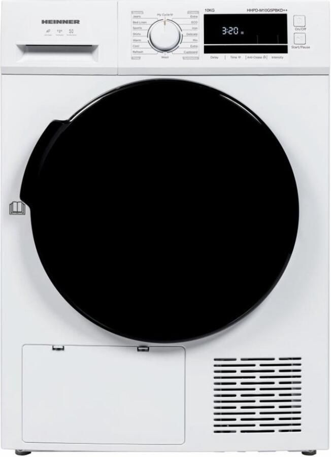 Heinner HHPD-M10G5PBKD++ Warmtepompdroger 10 kg Energieklasse D 16 Programma s Anti-kreuk LED-display 5 Jaar Garantie