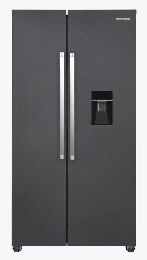 Heinner HSBS-HM439NFINVDGWDE++ American Side-by-Side Koelkast met Waterdispenser 439 L – Total No Frost – Super Freezing – Open-deur Alarm – Vingerafdrukbestendige Afwerking – Antracietgrijs – 5 Jaar Garantie