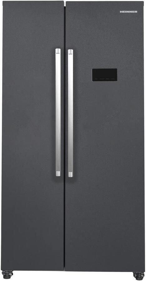 Heinner HSBS-HM442NFINVDGE++ American Side-by-Side Koelkast 442 L – Total No Frost – Inverter Compressor – Touchbediening – Supervriezen – Open-deur Alarm – Vingerafdrukbestendige Afwerking – Antracietgrijs – 5 Jaar Garanties