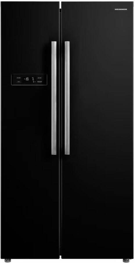 Heinner HSBS-M548NFINVBKE++ American Side-by-Side Koelkast – 548 L – Total No Frost – Inverter Compressor – Touchbediening – Super Cooling – Super Freeze – Holiday-functie – Open-deur Alarm – Zwart – 5 Jaar Garantie
