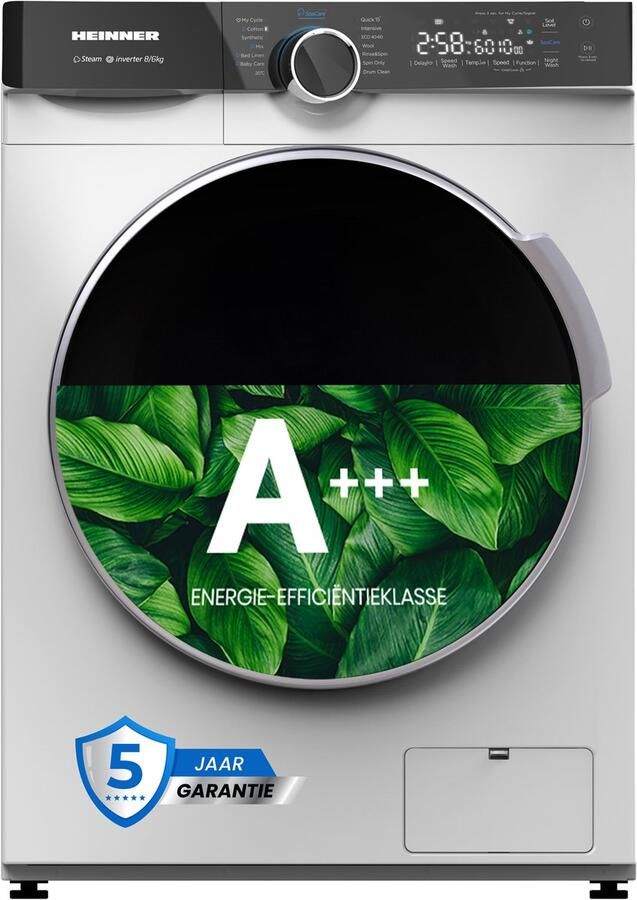 Heinner  HWDM‑M814IVKA Slanke Was‑droogcombinatie – 8 kg Wassen 6 kg Drogen – 1400 tpm – Energieklasse A D – Inverter Motor – LED Touch Display – 5 Jaar Garantie – Wit