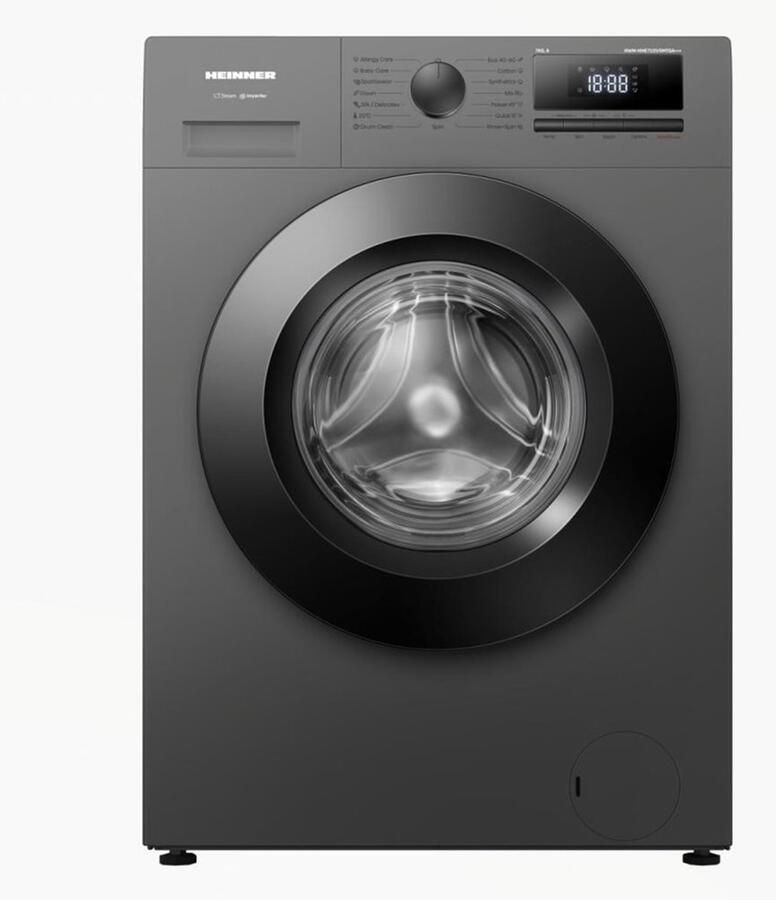 Heinner HWM-HME712IVSMTGA+++ Wasmachine – 7 kg – 1200 RPM – Energieklasse A – Inverter Motor – 15 Programma s – Stoomprogramma s – 15 Min Snelprogramma – Digitaal Display – Kinderslot – Titaniumgrijs