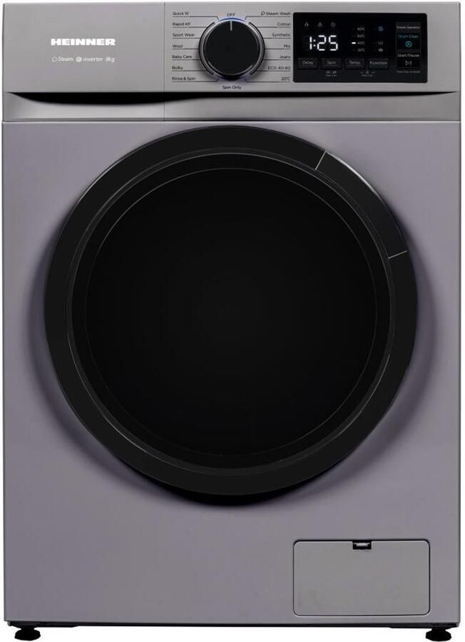 Heinner HWM-M814IVNSA+++ Slanke Wasmachine 8 kg – 15 programma s – 1400 tpm – Energieklasse A – Inverter Motor – LED-Display – Kinderslot – Zilver – 5 Jaar Garantie - Foto 2