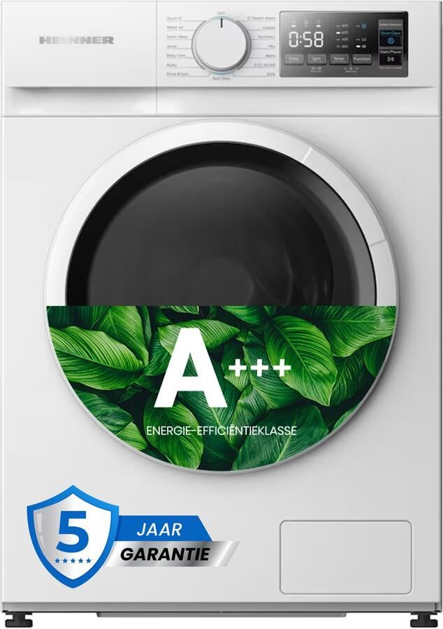 Heinner HWM-M814IVSMNA Slim Wasmachine – 8 kg – 15 Wasprogramma s – 1400 RPM – Energieklasse A – Kinderslot – Stoomfunctie – LED-Display – 5 Jaar Garantie – Wit - Foto 2