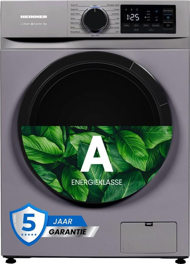 Heinner HWM-M914IVNSA+++ Slanke Wasmachine – 9 kg – 1400 tpm – Energieklasse A – Digitaal display – 15 programma s – 5 Jaar Garantie – Zilver - Foto 2