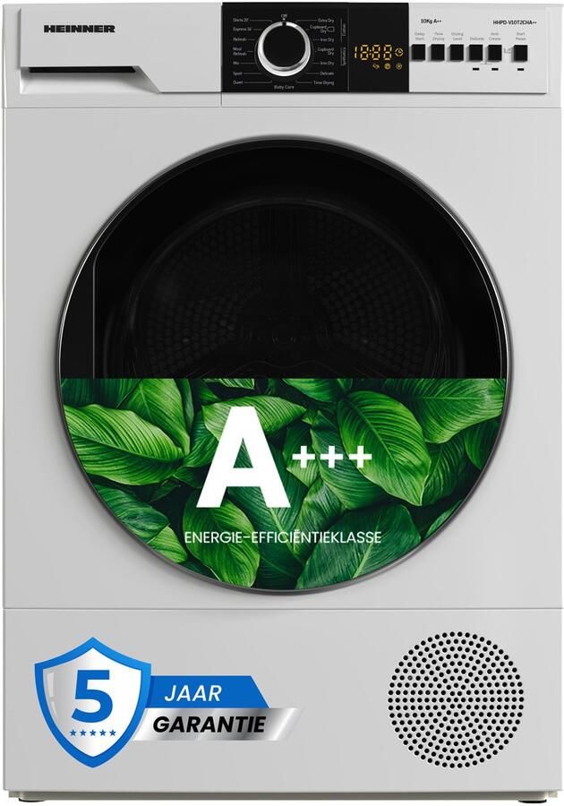 Heinner Warmtepompdroger – 10 KG – Wasdroger met Energielabel A++ – 15 Programma s – LED Display – 5 Jaar Garantie – Wit