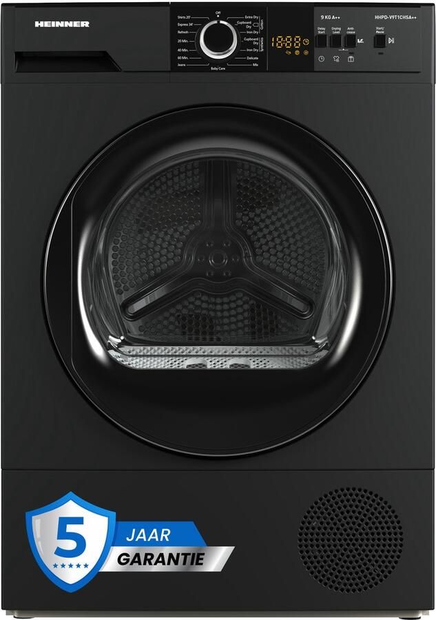 Heinner Wasdroger met Energielabel A++ Warmtepompdroger 9 KG 15 Programma's LED Display – Anti-kreuk functie 5 Jaar Garantie – Zilver - Foto 1