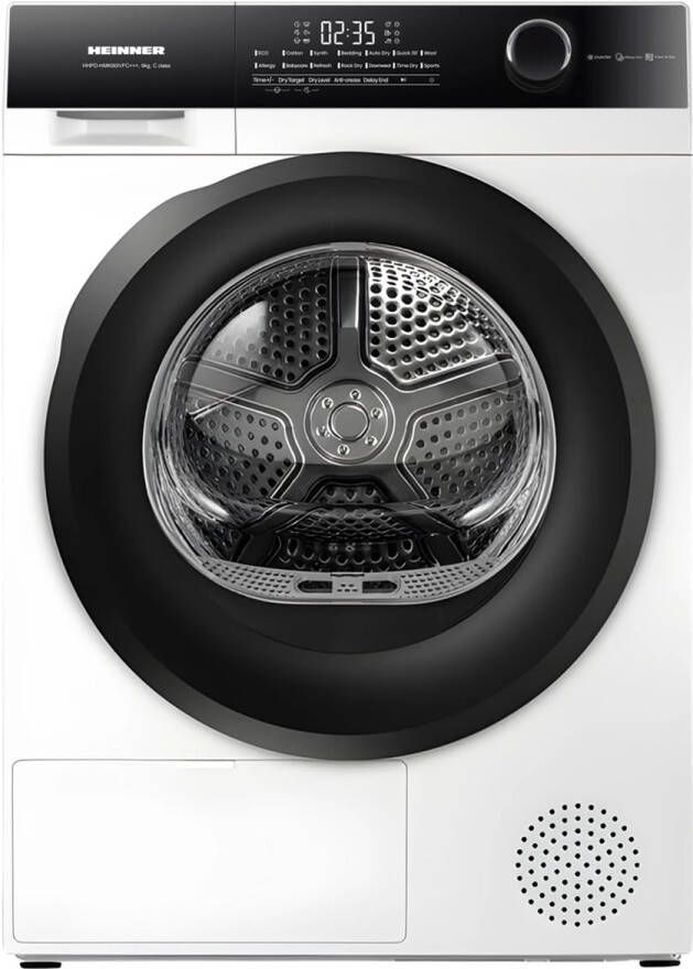 Heinner HHPD-HMK90IVFC+++ Warmtepompdroger – 9 kg – Energieklasse C – 15 programma s – Touch Control – Inverter – Kinderslot Wit – 5 Jaar Garantie