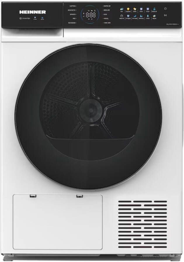 Heinner HHPD-M9K5IVC+++ Warmtepompdroger 9 kg – Inverter Motor – 10 Programma s – Anti-kreuk – Trommelverlichting – LED Touch-display – Wit – 5 Jaar Garantie