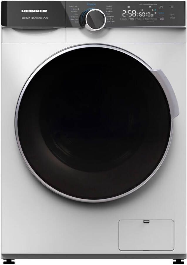 Heinner  HWDM‑M814IVKA Slanke Was‑droogcombinatie – 8 kg Wassen 6 kg Drogen – 1400 tpm – Energieklasse A D – Inverter Motor – LED Touch Display – 5 Jaar Garantie – Wit - Foto 4