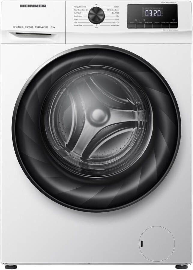Heinner HWM-H8014INVA Wasmachine – 8 kg – 15 Wasprogramma s – Stoomprogramma – Automatische Weging – Digitaal Display – 1400 RPM – Energieklasse A – 5 Jaar Garantie – Wit - Foto 2