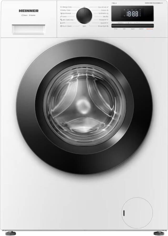 Heinner HWM-HME7012IVSMA+++ Slanke Wasmachine 7 kg – 1200 tpm – Inverter Motor – Energieklasse A – 15 Programma s met Stoomfunctie en Anti-Allergie – 5 Jaar Garantie