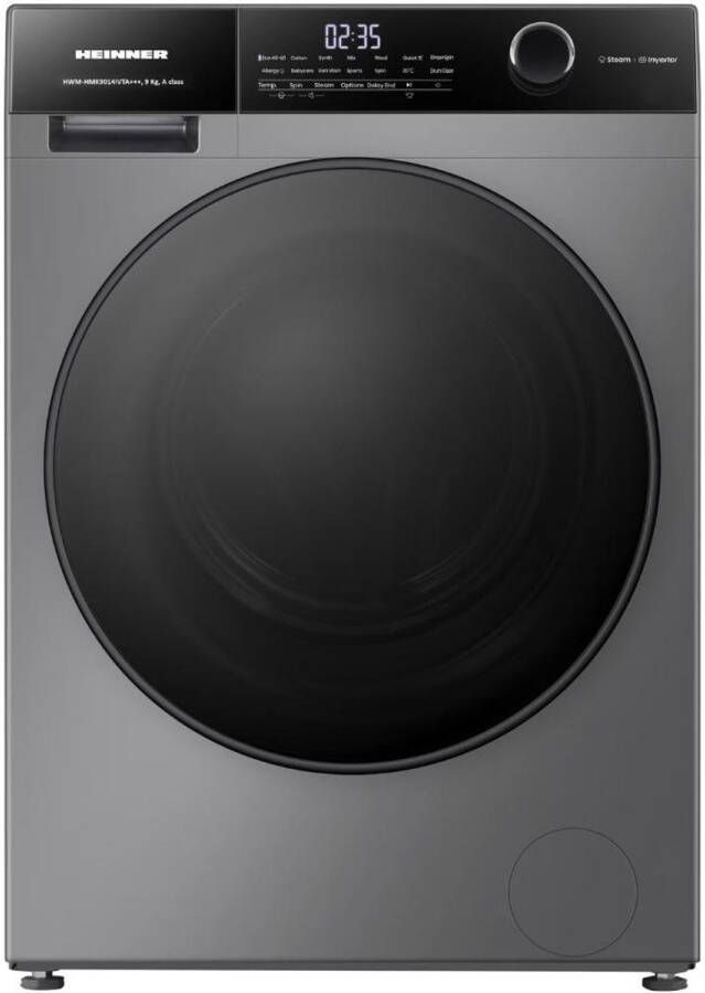 Heinner HWM-HMK9014IVTA+++ Wasmachine – 9 kg – 1400 tpm – 15 programma s – Inverter – Touchbediening – Allergievriendelijk – Energieklasse A – Grijs – 5 jaar garantie