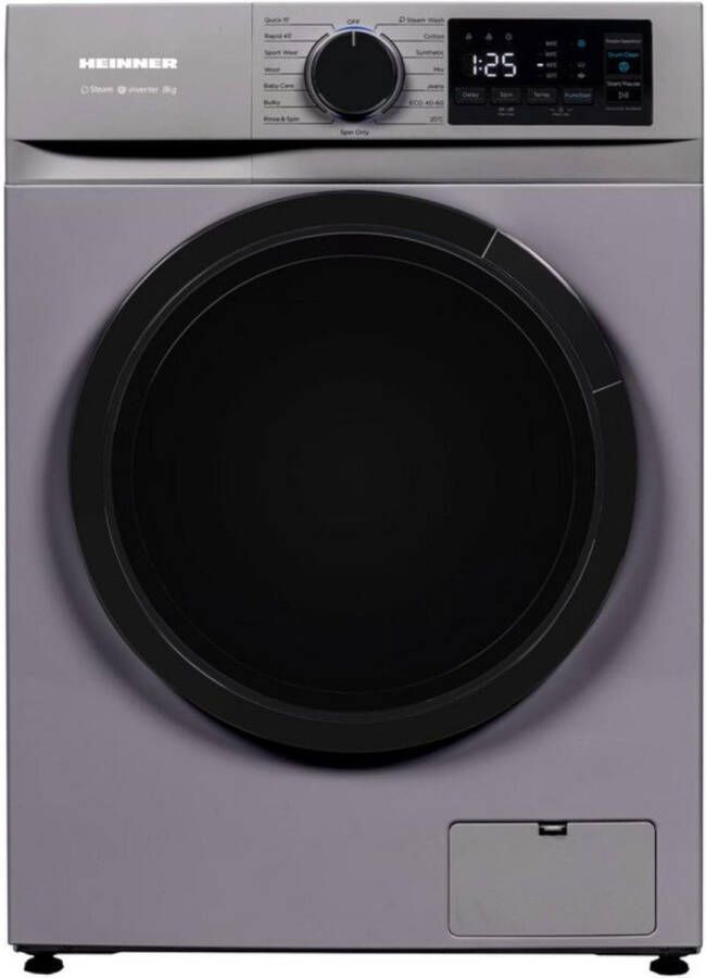 Heinner HWM-M814IVNSA+++ Slanke Wasmachine 8 kg – 15 programma s – 1400 tpm – Energieklasse A – Inverter Motor – LED-Display – Kinderslot – Zilver – 5 Jaar Garantie - Foto 2