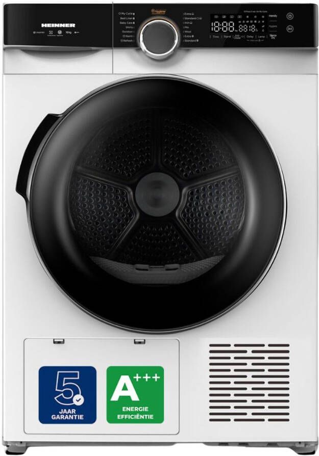 Heinner Warmtepompdroger 10 KG Wasdroger met Energielabel A+++ 14 Programma's Antikreukfunctie LED display Trommelverlichting 5 Jaar Garantie Wit Zwart - Foto 2