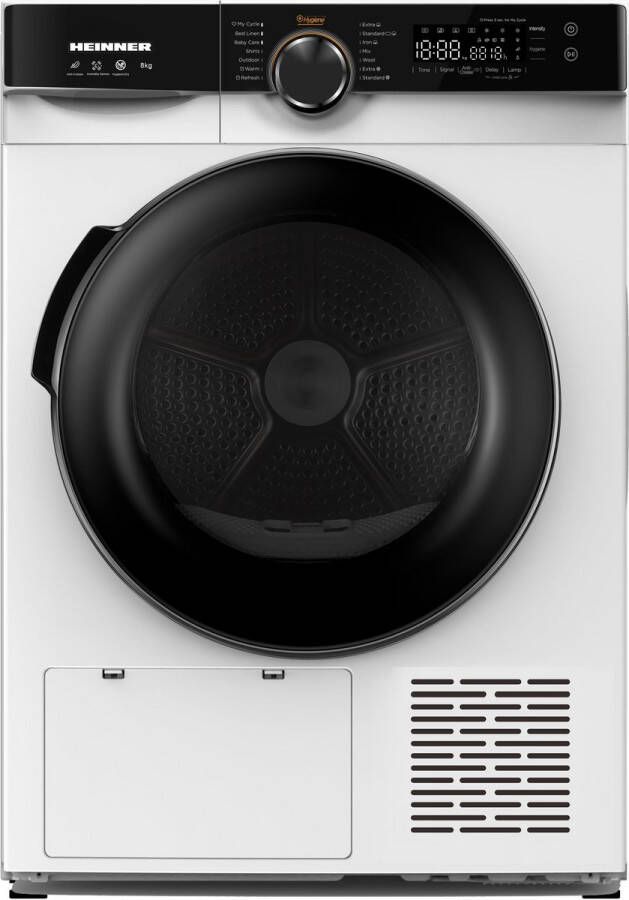 Heinner Warmtepompdroger 8 KG Wasdroger met Energielabel A++ 14 Programma's Antikreukfunctie LED display Trommelverlichting 5 Jaar Garantie Wit