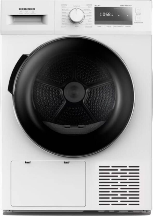 Heinner HHPD-M8G3A++ Wasdroger Warmtepompdroger 8 Kg – 14 Droogprogramma s – LED Display – Anti-Kreuk – Uitgestelde Start – Kinderslot – 5 Jaar Garantie – Wit