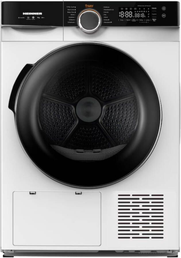 Heinner Warmtepompdroger – 9 kg – 14 Programma's – Uitgestelde start – Digital display- touch control – Energieklasse C – Kinderslot – 5 jaar garantie – Wit