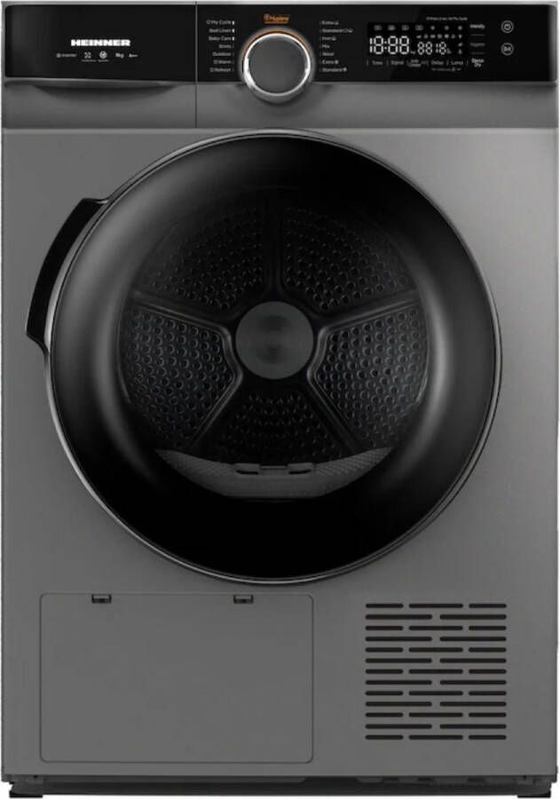 Heinner Warmtepompdroger 9 KG Wasdroger met Energielabel A+++ 14 Programma's Antikreukfunctie LED display Trommelverlichting 5 Jaar Garantie Antraciet - Foto 2