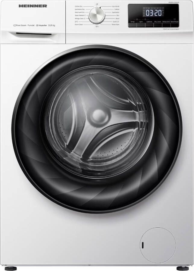 Heinner HWDM-H10614A Was-droogcombinatie – 10 kg Wassen 6 kg Drogen – 1400 tpm – Energieklasse A D – Stoomfunctie – Inverter Motor – LED Touch Display – 5 Jaar Garantie