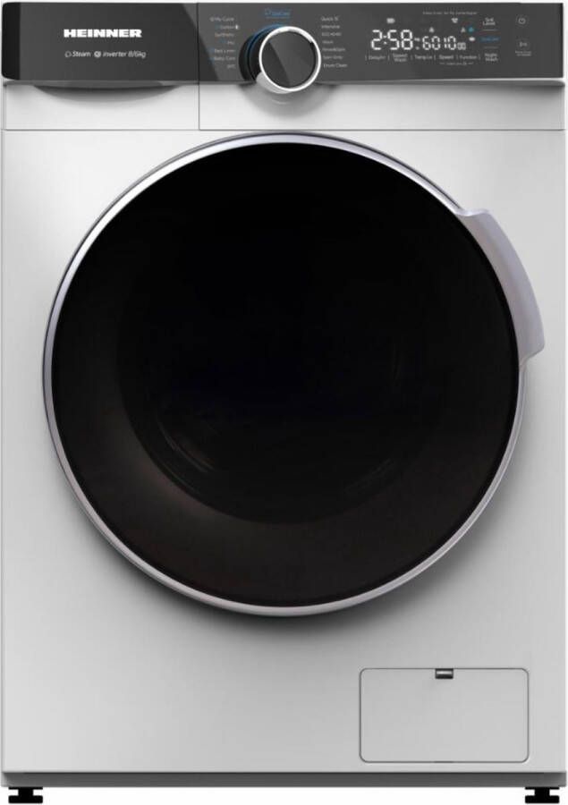 Heinner  HWDM‑M814IVKA Slanke Was‑droogcombinatie – 8 kg Wassen 6 kg Drogen – 1400 tpm – Energieklasse A D – Inverter Motor – LED Touch Display – 5 Jaar Garantie – Wit
