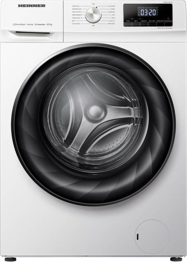 Heinner HWDM-H8514A Was-droogcombinatie – 8 kg Wassen 5 kg Drogen – 1400 tpm – Energieklasse A D – Inverter Motor – LED Display – 5 Jaar Garantie – Wit