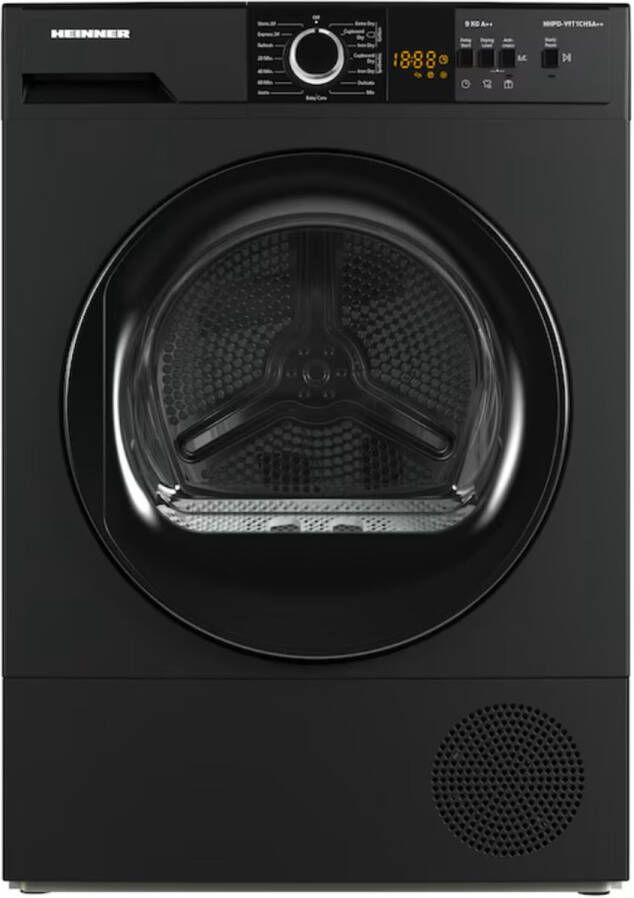 Heinner Wasdroger met Energielabel A++ Warmtepompdroger 9 KG 15 Programma's LED Display – Anti-kreuk functie 5 Jaar Garantie – Zilver
