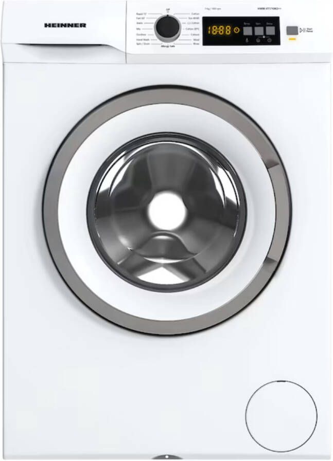 Heinner HWM-VT1710KD++ Wasmachine 7 kg – 15 Programma s – LED Display – Startuitstel – Schuimdetectie – Kinderslot – 1000 tpm – Wit – 5 Jaar Garantie
