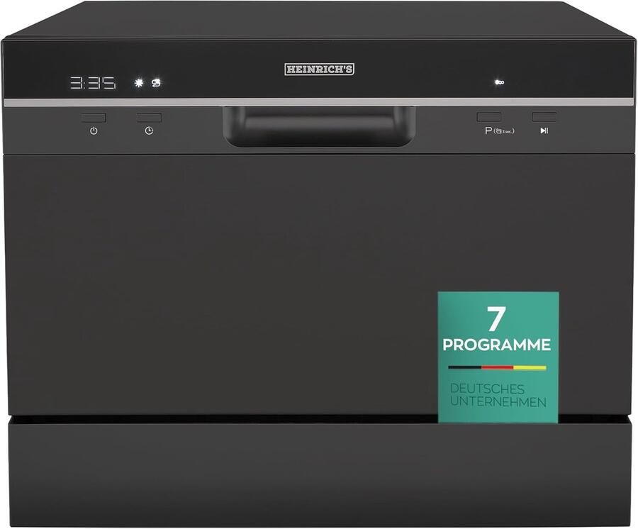 Heinrich's HTG 8840 mini vaatwasser 7 programma's gebruik slechts 6 5 liter per cyclus zwart