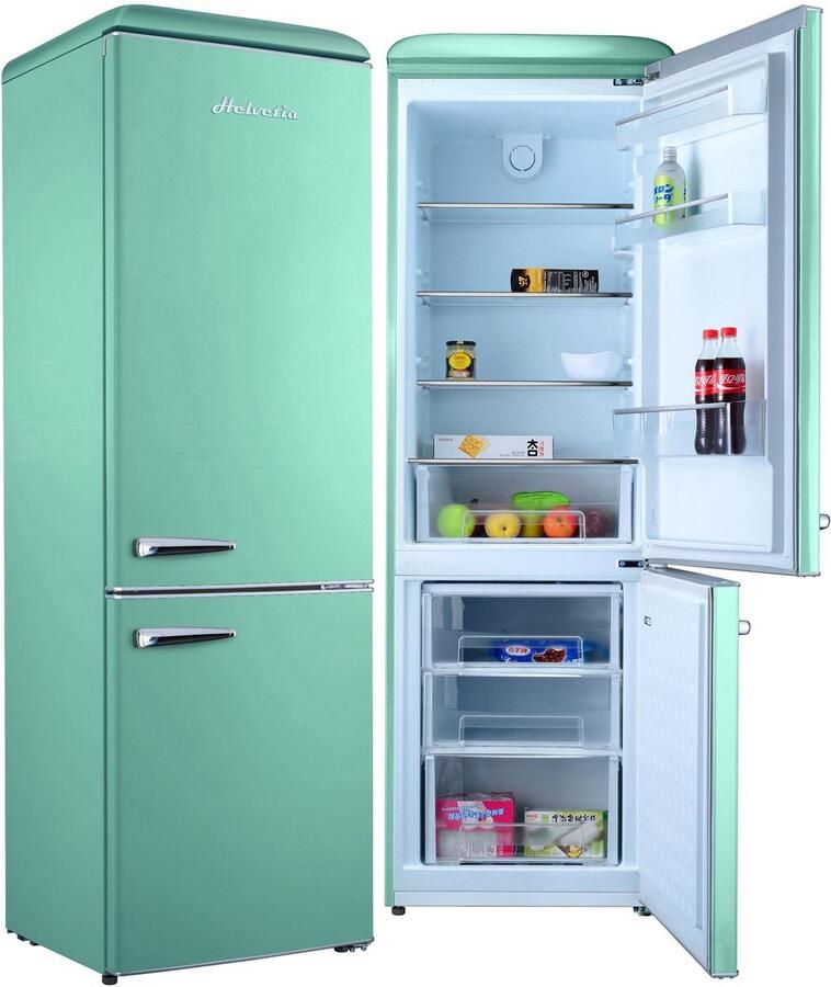 Helvetia Retro Koel-vriescombinatie HRCBGR300PEV1 Groen 300L Led Verlichting Leverbaar vanaf 8 11