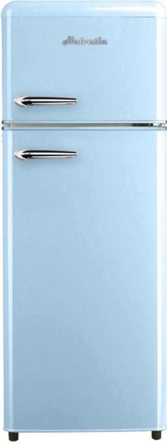 Helvetia Retro Koelvriescombinatie HRDPER206ELB1 Lichtblauw 144 cm Hoog 4ster Vriezer Vintage 206 Liter